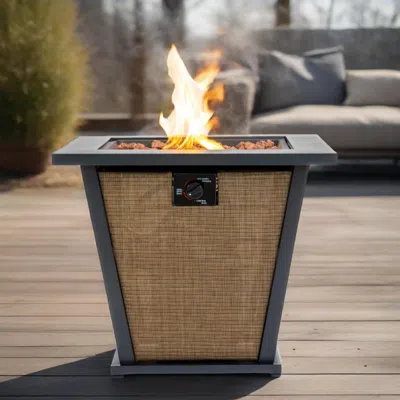 Streamdale Furniture Streamdale 28" Propane Gas Fire Pit Table, 50000 Btu Square Steel Fire Pit - Brown