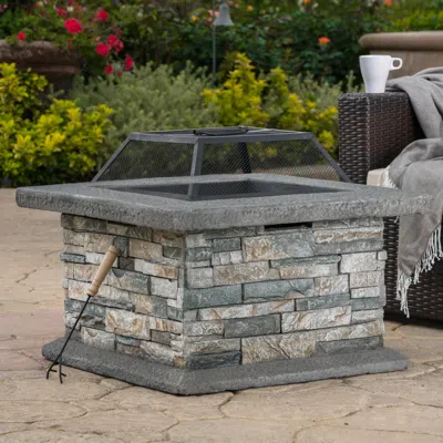 Streamdale Furniture Streamdale 28" Square Mgo Fire Pit In Gray