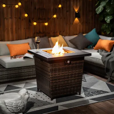 Streamdale Furniture Streamdale 28" Wicker Square Fire Pit Table