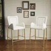 Streamdale Furniture Streamdale 28.75" Velvet Bar Height Stool Set Of 2, White