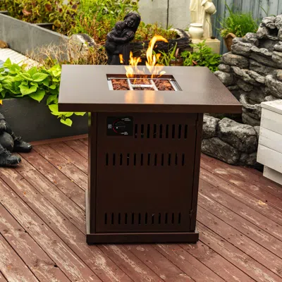 Streamdale Furniture Streamdale 28in Square Fire Pit Table With Stainless Steel Lid
