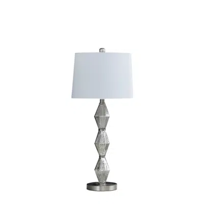 Streamdale Furniture Streamdale 29.5" In Emil Moderne Geometric Glass Brushed Silver Table Lamp
