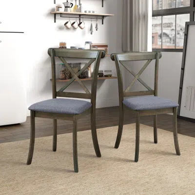 Streamdale Furniture Streamdale 2pc Modern X-back Dining Chairs, Upholstered Fabric