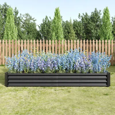 Streamdale Furniture Streamdale 2pcs Black 8x4x1ft Metal Raised Rectangle Garden Planter Beds
