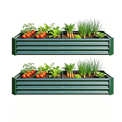 Streamdale Furniture Streamdale 2pcs Green 6x3x1ft Metal Raised Rectangle Garden Planter Beds