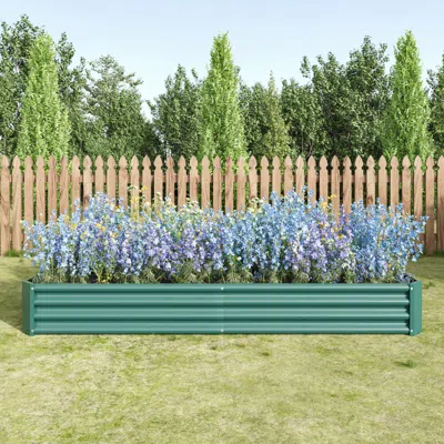 Streamdale Furniture Streamdale 2pcs Green 8x4x1ft Metal Raised Rectangle Garden Planter Beds