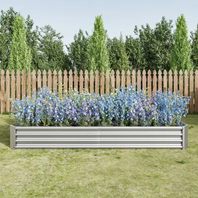 Streamdale Furniture Streamdale 2pcs Silver 8x4x1ft Metal Raised Rectangle Garden Planter Beds