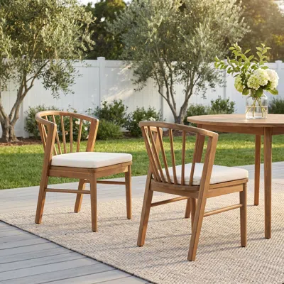 Streamdale Furniture Streamdale 2-piece Acacia Wood Outdoor Dining Chair Set With Washable Cushions