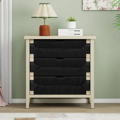Streamdale Furniture Streamdale 3 Drawer Buffet Sideboard - Woven Rope Drawers