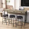 Streamdale Furniture Streamdale 3-drawer Dining Table & Kitchen Set W/ Power Outlets And Pu Stools