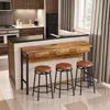 Streamdale Furniture Streamdale 3-drawer Dining Table Set With Outlets & Bar Stools In Brown