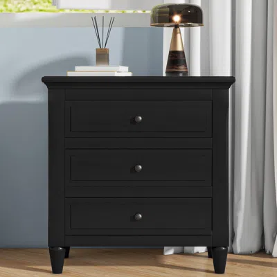 Streamdale Furniture Streamdale 3-drawer Nightstand Storage Wood Cabinet In Black