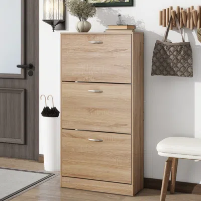 Streamdale Furniture Streamdale 3-drawer Shoe Storage Cabinet In Neutral