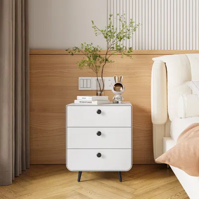 Streamdale Furniture Streamdale 3-drawer Steel Nightstand For Bedroom/living Room