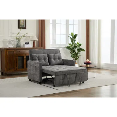 Streamdale Furniture Streamdale 3-in-1 Convertible Sleeper Chair Bed - Linen Grey In Gray