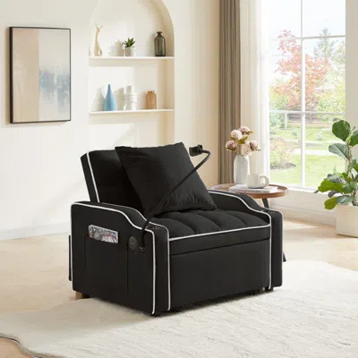 Streamdale Furniture Streamdale 3-in-1 Convertible Sofa Bed Sleeper Chair - Black