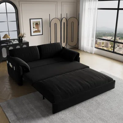 Streamdale Furniture Streamdale 3-in-1 Convertible Sofa Bed With Side Storage In Black