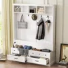 Streamdale Furniture Streamdale 3-in-1 Entryway Bench With Storage And Coat Rack