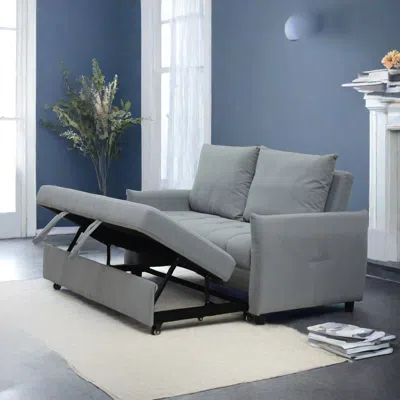 Streamdale Furniture Streamdale 3-in-1 Light Blue Velvet Sleeper Sofa With Storage