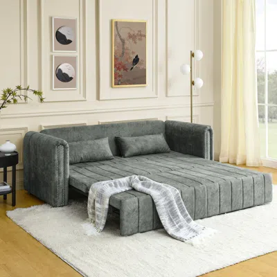 Streamdale Furniture Streamdale 3-in-1 Pull-out Sleeper Sofa With Rolled Arms In Gray