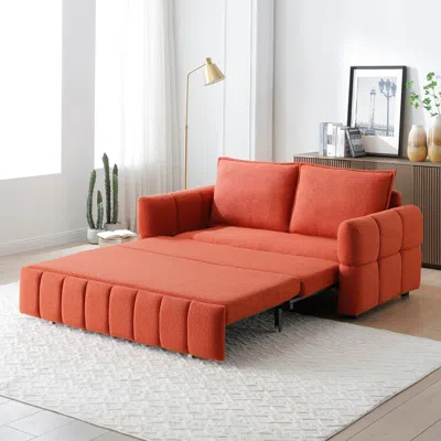 Streamdale Furniture Streamdale 3-in-1 Sofa Sleeper With Chaise In Orange