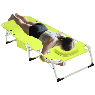Streamdale Furniture Streamdale 3-in-1 Tanning Chair - Adjustable Folding Beach Lounge In Green