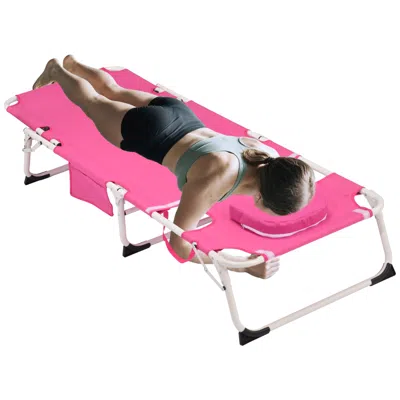 Streamdale Furniture Streamdale 3-in-1 Tanning Chair - Adjustable Folding Beach Lounge In Pink