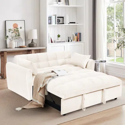 Streamdale Furniture Streamdale 3-in-1 Velvet Sofa Bed With Adjustable Back And Storage