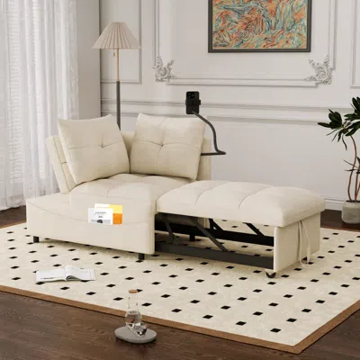 Streamdale Furniture Streamdale 3-in-1 Velvet Sofa Bed With Usb, Phone Stand, And Adjustable Back