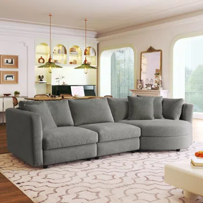 Streamdale Furniture Streamdale 3 Indoor Cushioned Sofas With Curved Seats & Pillows