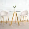 Streamdale Furniture Streamdale 3-pack Velvet Barstools With Glass Countertop & Legs