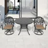 STREAMDALE FURNITURE STREAMDALE 3-PC CAST ALUMINUM DINING SET, 2 SWIVEL CHAIRS, 39" ROUND TABLE, BLACK FRAME