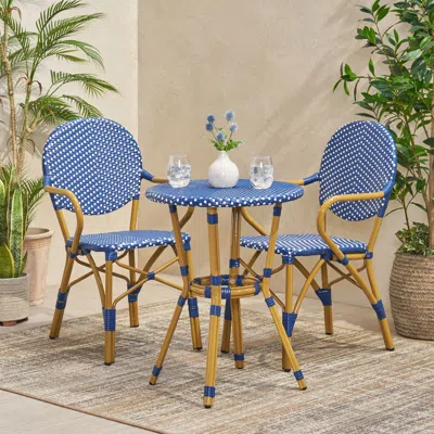 Streamdale Furniture Streamdale 3-pc French Bistro Set In Dark Teal & White