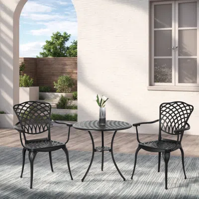 Streamdale Furniture Streamdale 3-piece Aluminum Bistro Set With Umbrella And Durability