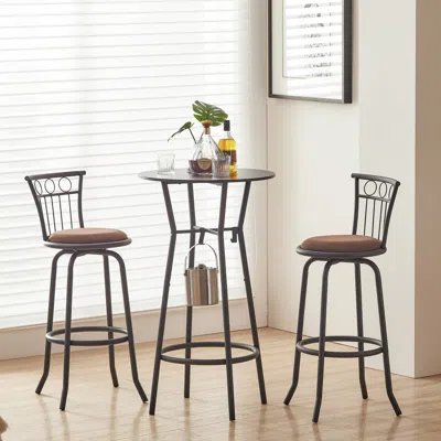Streamdale Furniture Streamdale 3-piece Bar Table & Chair Set With Metal Backs