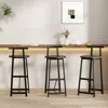 Streamdale Furniture Streamdale 3-piece Barstool Set - 27" Wooden Round Stools With Footrest (black)