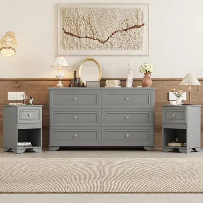 Streamdale Furniture Streamdale 3-piece Bedroom Set: Dresser & Nightstands - Retro Design