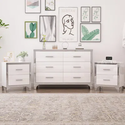 Streamdale Furniture Streamdale 3-piece Bedroom Set Dresser, Nightstands, Mirror