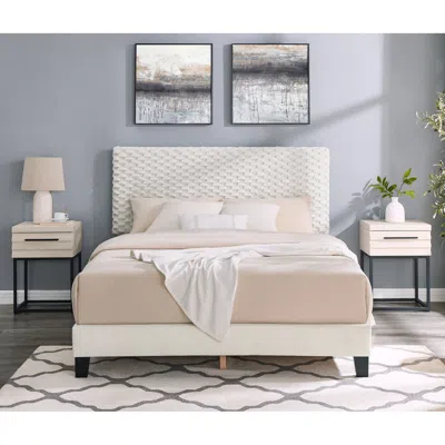 Streamdale Furniture Streamdale 3-piece Bedroom Set, Plush 3d Upholstered Bed With Two Nightstands, Full