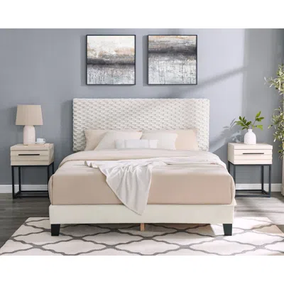 Streamdale Furniture Streamdale 3-piece Bedroom Set, Plush 3d Upholstered Bed With Two Nightstands, Queen