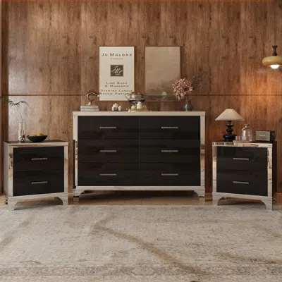 Streamdale Furniture Streamdale 3-piece Bedroom Set With Mirror Accents