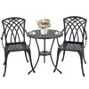 Streamdale Furniture Streamdale 3 Piece Bistro Table Set Cast Aluminum Outdoor Patio Furniture With Umbrella Hole Patio B