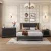 Streamdale Furniture Streamdale 3-piece Black Queen Bed Set With Led Lights