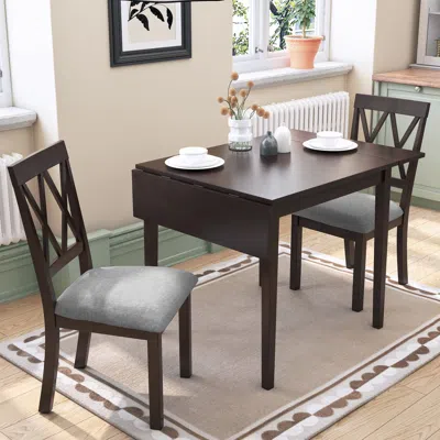 Streamdale Furniture Streamdale 3-piece Dining Set Drop Leaf Table, 2 Upholstered Chairs