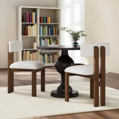 Streamdale Furniture Streamdale 3-piece Dining Set: Round Table & 2 Upholstered Chairs In Neutral