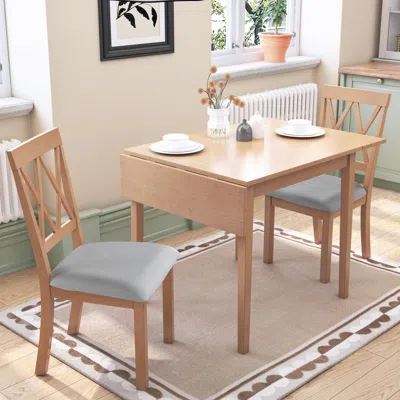 Streamdale Furniture Streamdale 3-piece Dining Set With Drop Leaf Table & Upholstered Chairs