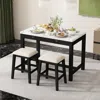 Streamdale Furniture Streamdale 3-piece Faux Marble Bar Table Set With Drawers And Padded Stools