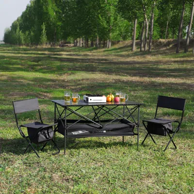 Streamdale Furniture Streamdale 3-piece Folding Table & Chairs Set For Outdoor Use