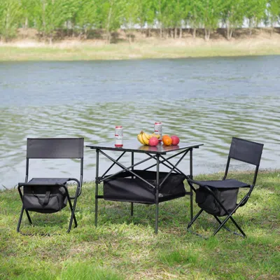 Streamdale Furniture Streamdale 3-piece Folding Table & Chairs Set For Outdoor Use