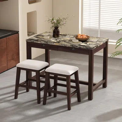 Streamdale Furniture Streamdale 3-piece Modern Bar Table With Storage And Padded Stools